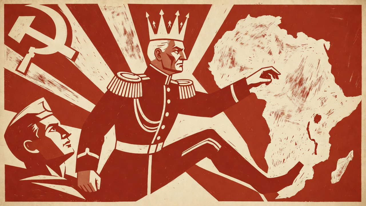 Map of Africa with Western imperial symbols