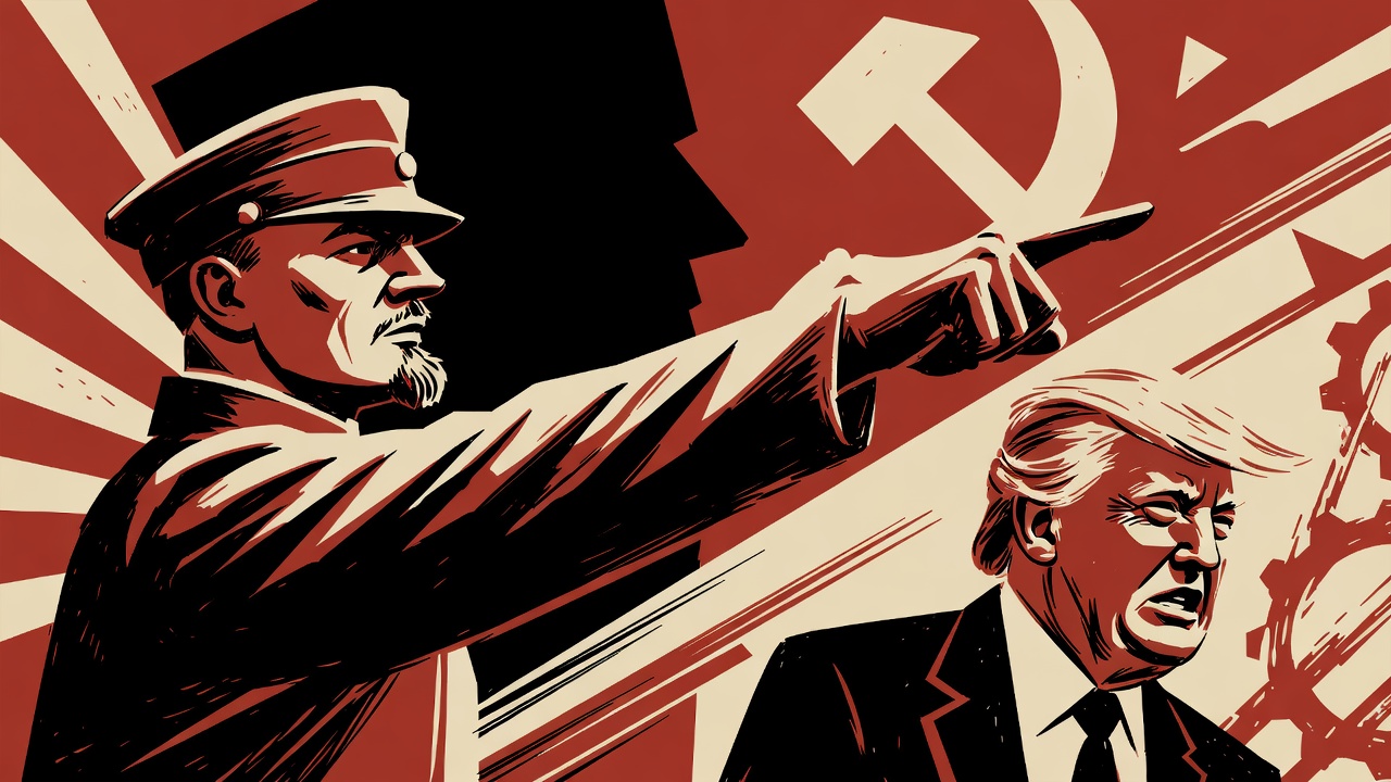 Collage of Trump and Lenin imagery